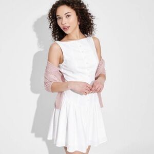 Wild Fable White Mini Dress with Pink Accents